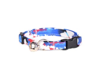 Red White and Blue Tie Dye Cat Collar, Breakaway Cat Collar, 4th of July Cat Collar