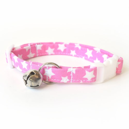 Pink Cat Collar Breakaway Cat Collar Pink & White Stars Etsy