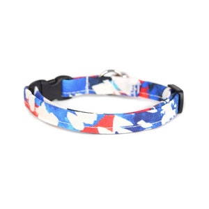 Red White & Blue Tie Dye Cat Collar - Patriotic Breakaway Cat Collar - 4th of July - Handmade by Kira's Pet Shop