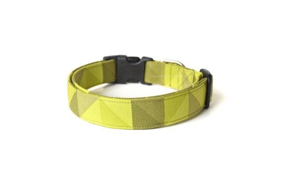 Chartreuse Dog Collar Yellow-green Geometric Dog Collar 