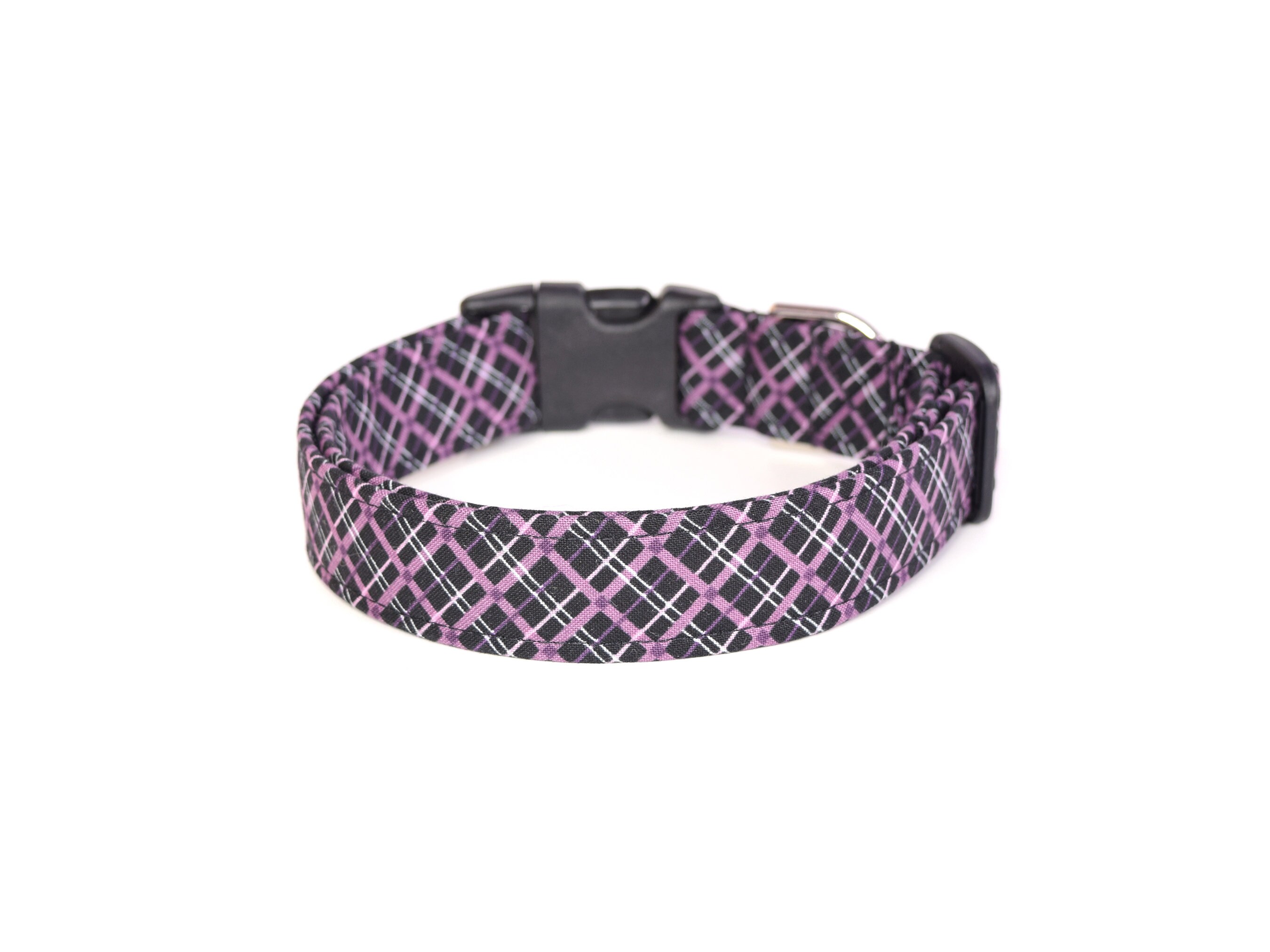 Purple Plaid Dog Collar Black & Purple Dog Collar Unisex Dog Etsy UK