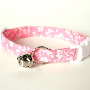 Pink Floral Cat Collar, Breakaway Cat Collar, Pastel Pink Kitten Collar, Cat Accessories