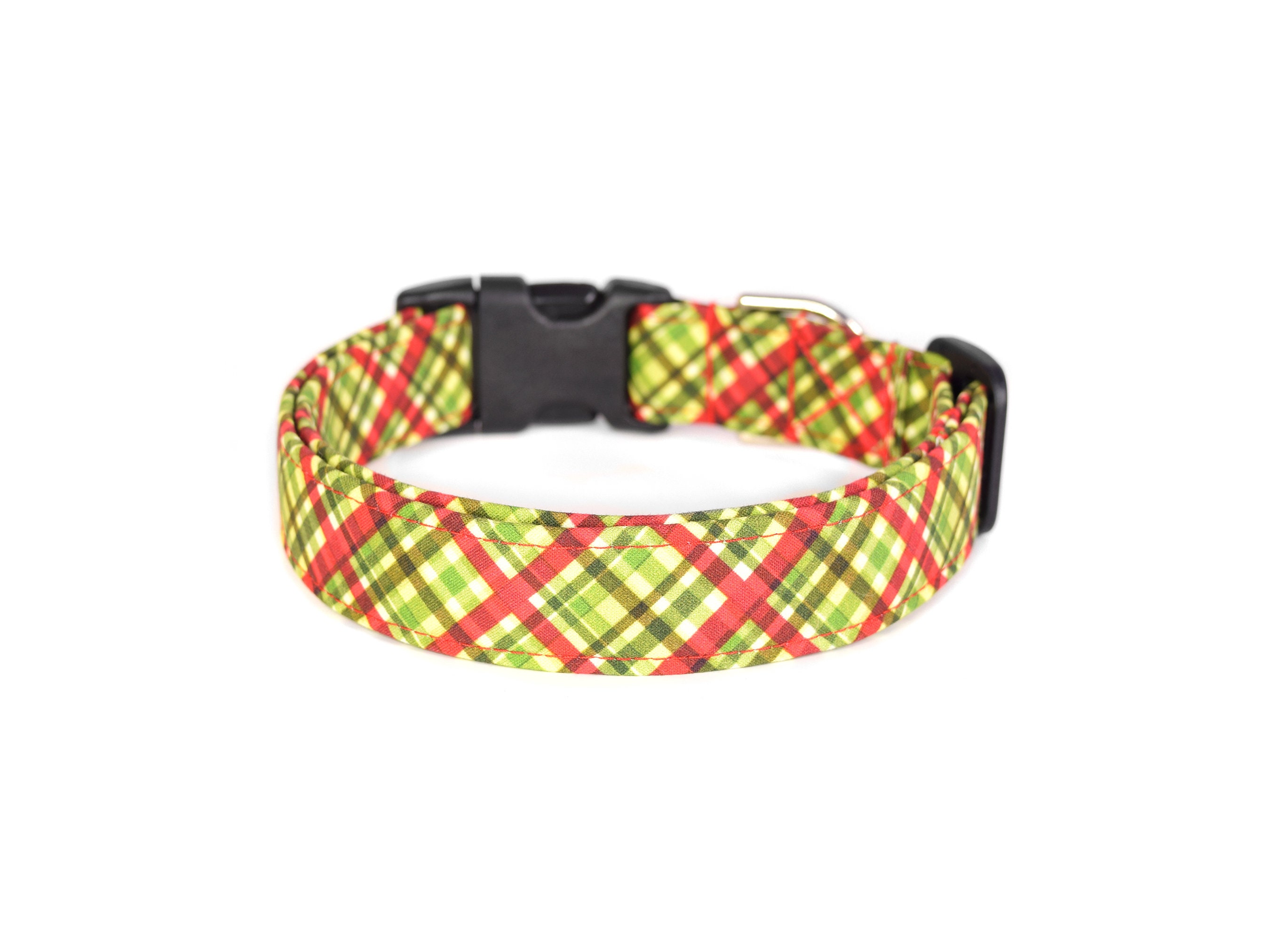 Red & Green Plaid Dog Collar Christmas Dog Collar Holiday Etsy