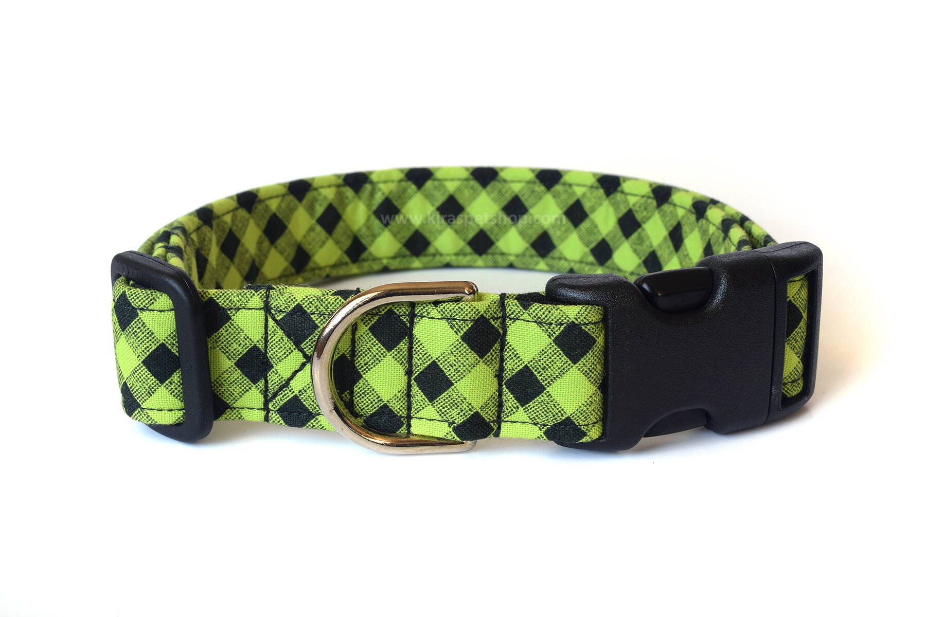 Green Dog Collar Green Plaid Dog Collar Lime Green Collar Etsy