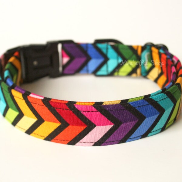 Rainbow Dog Collar, LGBTQ Pride Dog Collar, Designer Dog Accessories, Pet Accessories, Adjustable Collar, Queer Gift, Stocking Stuffer