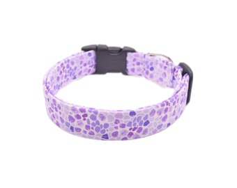 Lilac Purple Stone Pattern Dog Collar, Buckle or Martingale Dog Collar, Lavender Purple