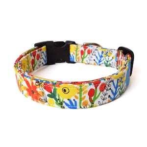 Floral Dog Collar, Summer Dog Collar, Designer Dog Accessories, Modern Pet Accessories, Adjustable Collar, Summer Dog Collar, Nickel Brass