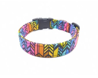 Rainbow Arrows Dog Collar, LGBTQ Pride Dog Collar, Designer Dog Accessories, Pet Accessories, Adjustable Collar, Colorful Dog Collar