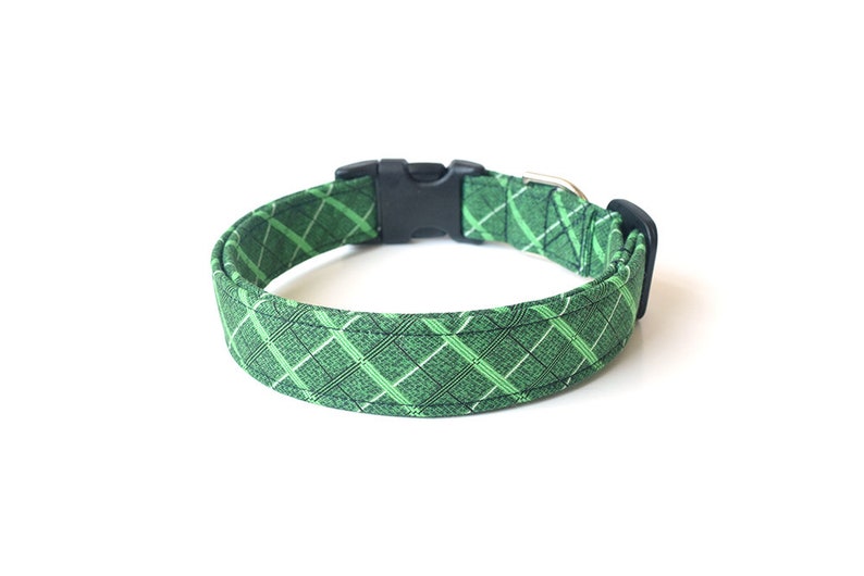 Green Plaid Dog Collar Green Dog Collar Designer Dog Etsy