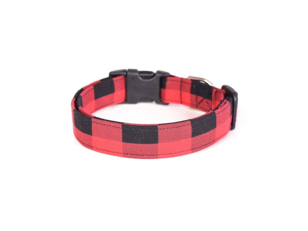 Buffalo Plaid Dog Collar, Red Plaid Dog Collar, Fall Dog Collar