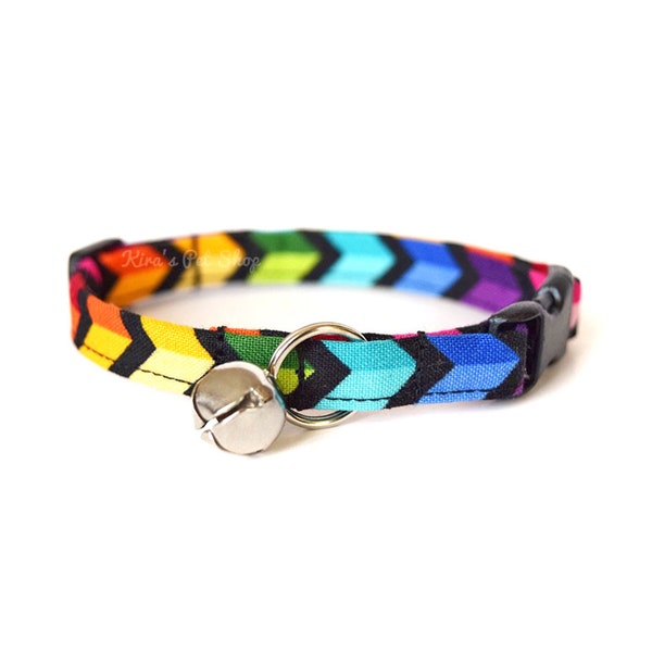 Rainbow Chevron Cat Collar, Breakaway Cat Collar, LGBT Pride Collar