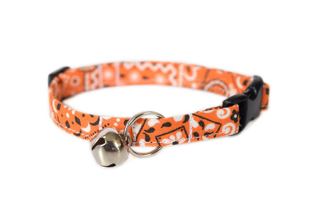 Orange Cat Collar Breakaway Cat Collar Orange Paisley Etsy