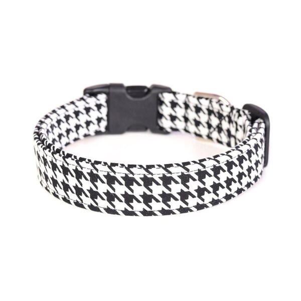 Houndstooth Dog Collar, Black & White Dog Collar, Modern Dog Collar, Designer Dog Accessories, Dogstooth Patttern