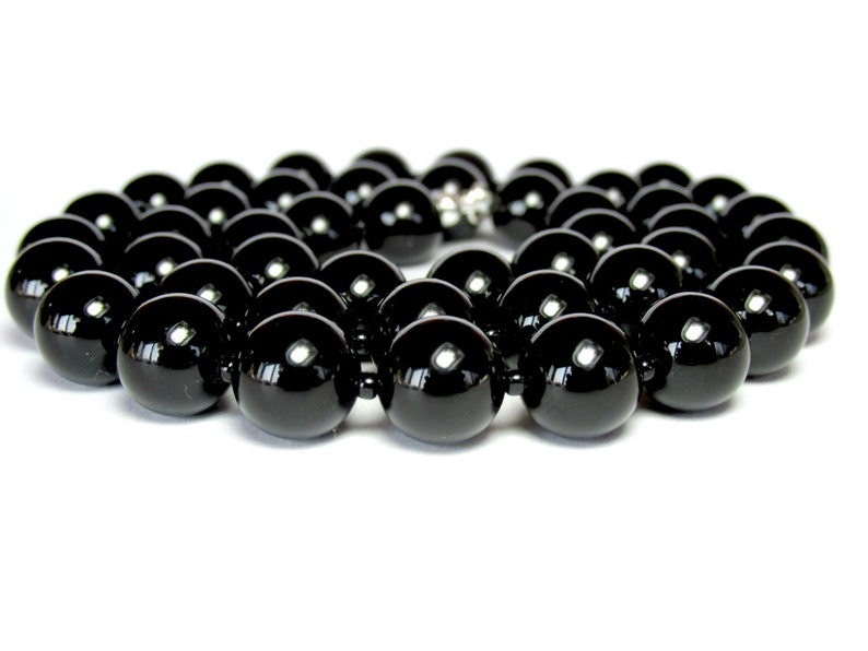 Collier Mens Onyx Collier Noir Homme Collier Perlé pour Etsy