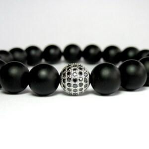 Bracelet Onyx pour homme, Bracelet perlé pour homme, Bracelet Micro Pave, Cadeau pour homme, Bracelet extensible de pierres précieuses pour homme, Cadeau pour homme