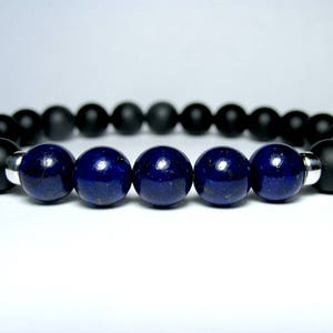 Lapis Lazuli Bracelet, Matte Onyx Bracelet, Mens Beaded Bracelet for Men, Mens Gift for Men, Gemstone Stretch Bracelet, Mens Jewelry