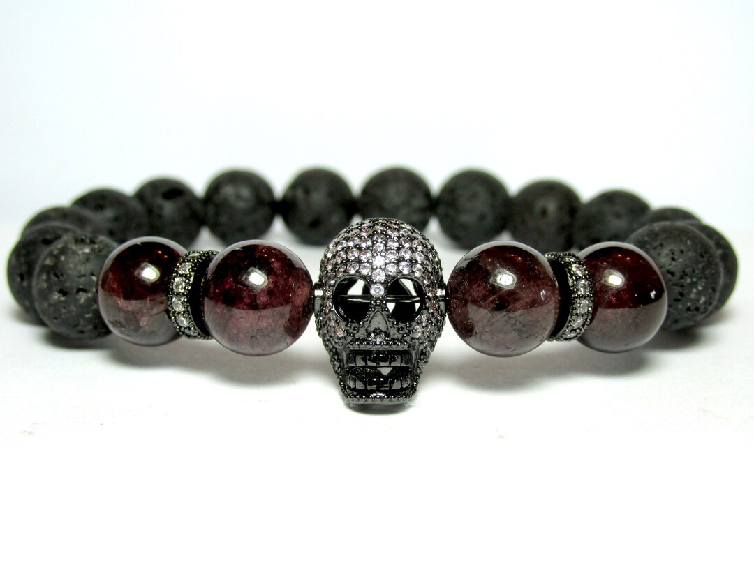 Mens Skull Bracelet Mens Skull Jewelry Mens Beaded Etsy