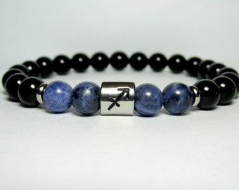 Sagittarius Birthstone Bracelet, Mens Zodiac Bracelet, Sodalite Bracelet, Mens Beaded Bracelet, Birthday Gift for Men