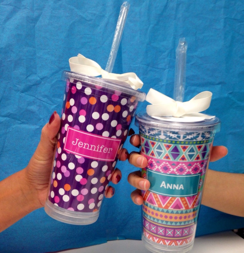 Personalized Tumbler Cup With Straw Monogram Tumbler Etsy