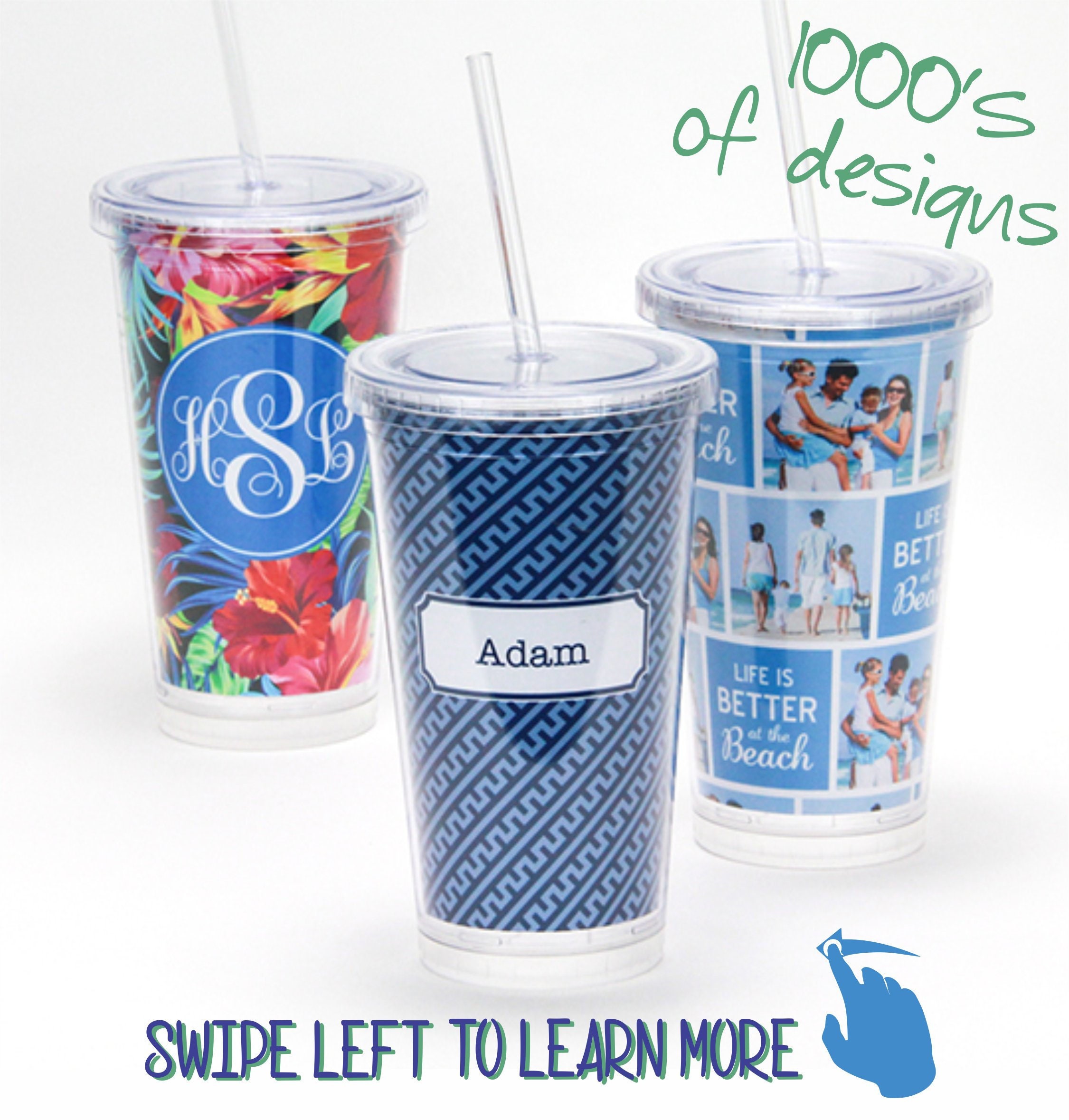 Personalized Tumbler Monogram Tumbler Cup with Straw Etsy