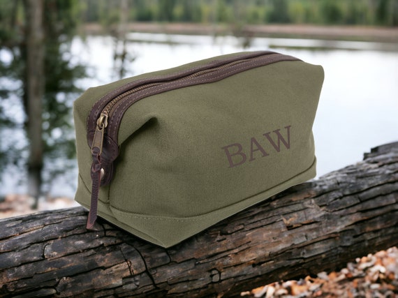 Canvas With Leather Accent Toiletry Bags Groomsmen Gift Groomsmen