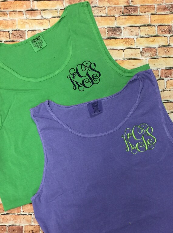 Monogrammed Comfort Color Tanks Set Of 10 Bridal Party Etsy