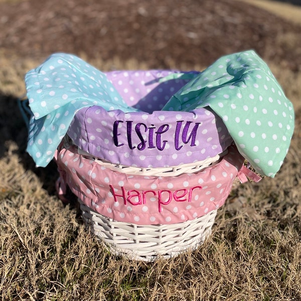 Monogrammed Easter Basket Liner - Liner Only, Personalized Basket Liner, Monogram Easter Basket Liner, Pastel Dots Easter Basket Liner