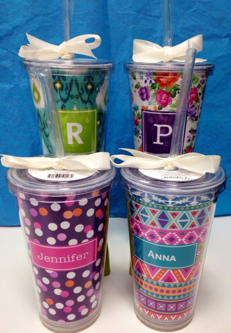 Personalized Tumbler Cup With Straw Monogram Tumbler Etsy