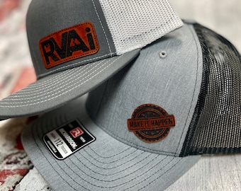 Custom Leather Patch Hat - Laser Engraved Logo