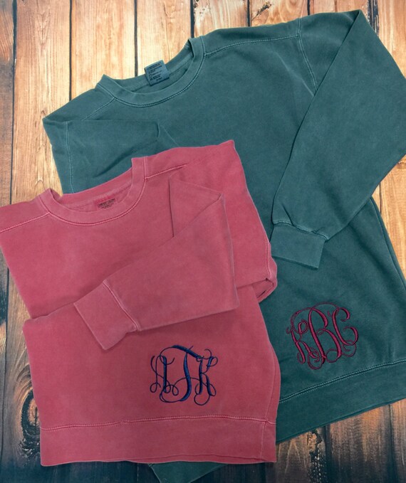 Monogrammed Comfort Color Sweatshirt Monogram Sweatshirt Etsy