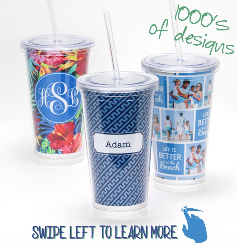 Personalized Tumbler Cup With Straw Monogram Tumbler Etsy
