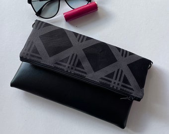 Black vegan foldover clutch