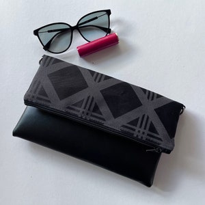 Black vegan foldover clutch