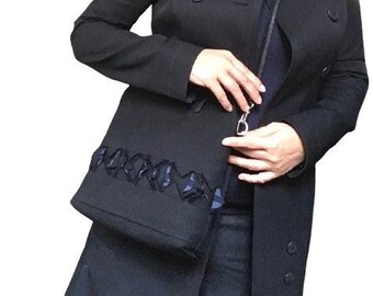 Black denim crossbody bag