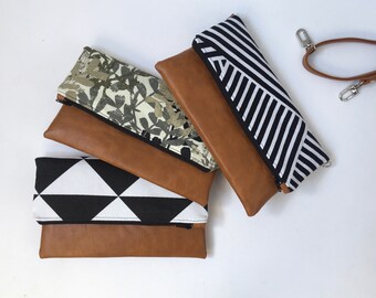 Foldover crossbody bag, Small vegan crossbody bag