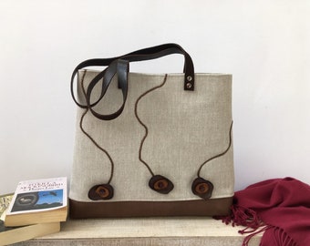 Large shoulder bag, Floral tote bag