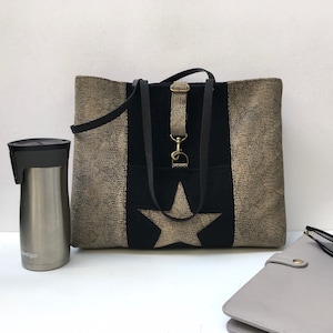 Leopard tote bag with leather handles