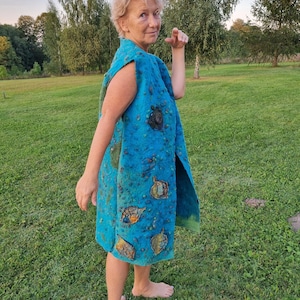 Woman Felted Long Vest Jacket