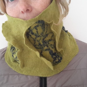 Felted Neckwarmer Winter Woolen Warmer felted Original Art