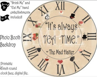 Mad Hatter Clock Printable Kit Steampunk Aged Tea Party | Etsy