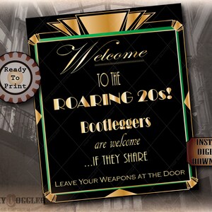 3 Póster emerald WELCOME JKG imprimibles 11x17 18x24 36x48 ~ Elegante verde Art Deco Deja armas en la puerta Contrabandistas Bienvenidos si comparten