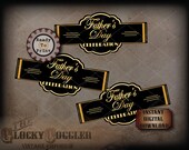 Father's Day Celebration Cigar Labels Printable JPG File Digital Download ~ Art Deco Black Gold Prohibition Roaring 20s Wraparound Decor