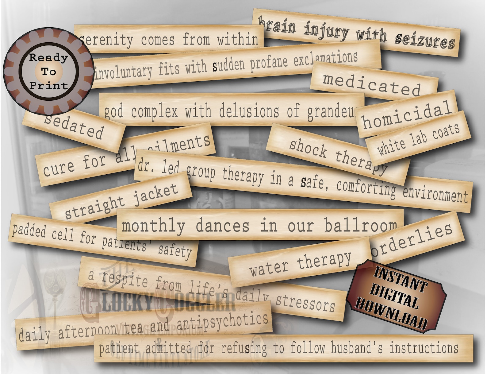 Asylum Typography 3 Printable Files 65 Mental Hospital | Etsy