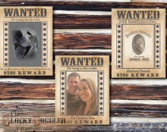 DIY Blank WANTED Poster Printable ~ Space for Photo, Crime, Name ~ Cowboy Birthday Party Wedding Favor Picture Frame ~ 500 Dollar Reward