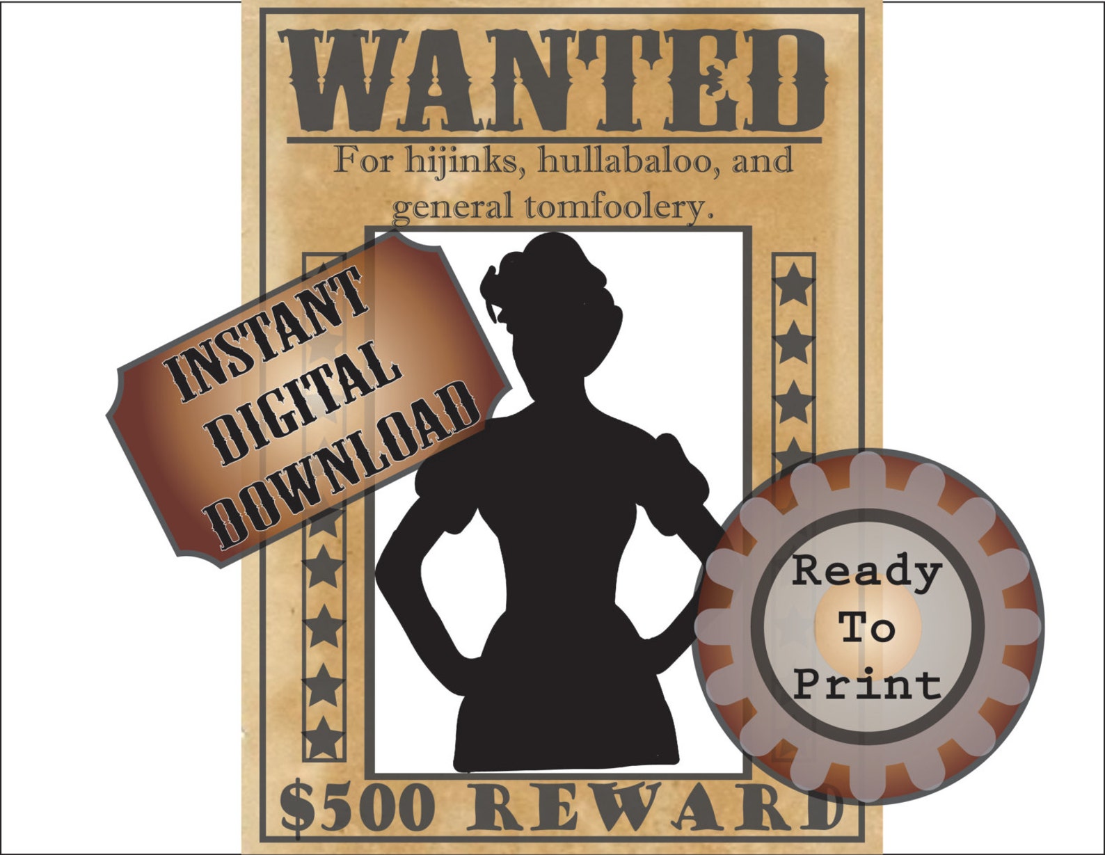 Old West Wanted Poster Printable Blank Photo Space Cowboy | Etsy