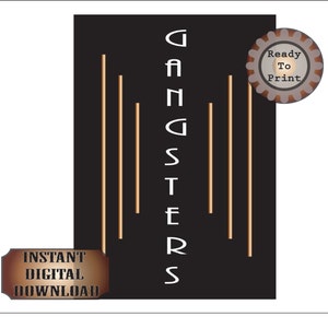 Gangsters Sign Printable Prohibition Gatsby Era Roaring 20s Men&#39;s Bathroom Sign Art Deco Wedding Party Decor Gold Black Speakeasy