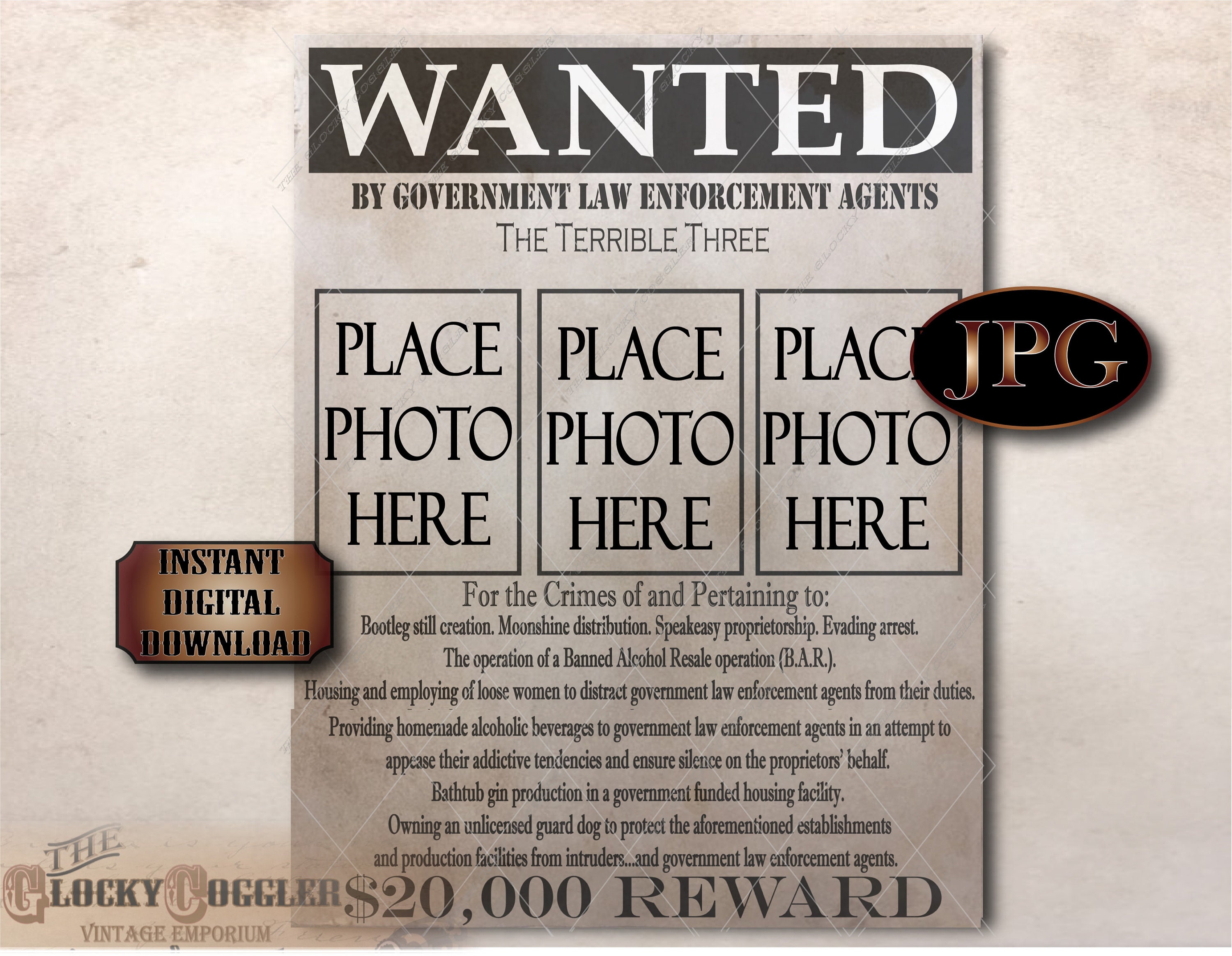 1920s Wanted Poster Printables