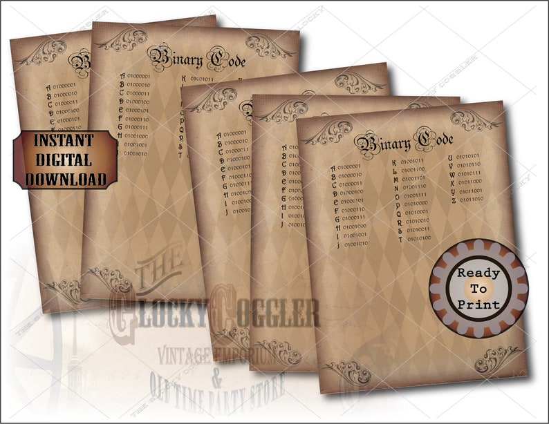 Binary Code Escape Room Printable Puzzle Template jpg File ...