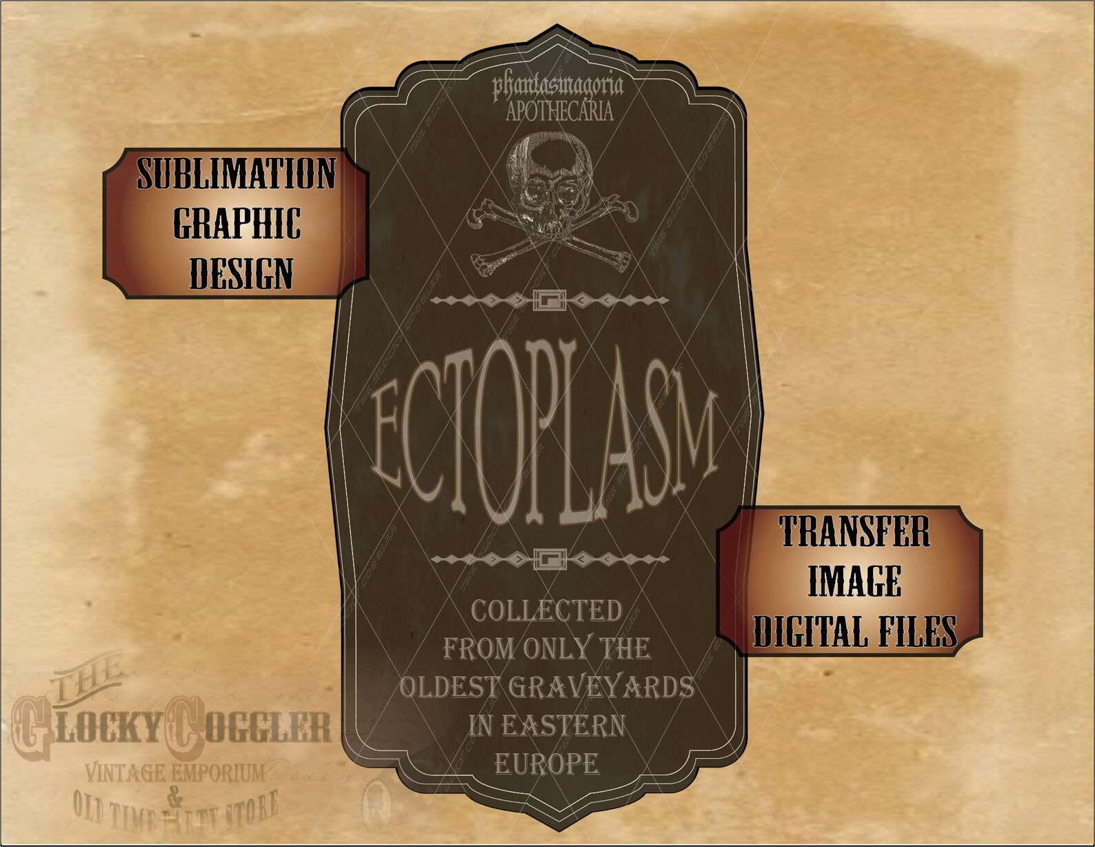 ECTOPLASM Bottle Label Halloween Sublimation Fabric Transfer Etsy
