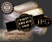 Party Like It's 1919 Cigar Wrap Labels Printable jpg File Digital Download ~ Art Deco Gatsby Era Black Gold Roaring 20s Party Decoration